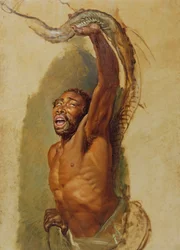 Uomo che lotta con un boa constrictor, studio per 